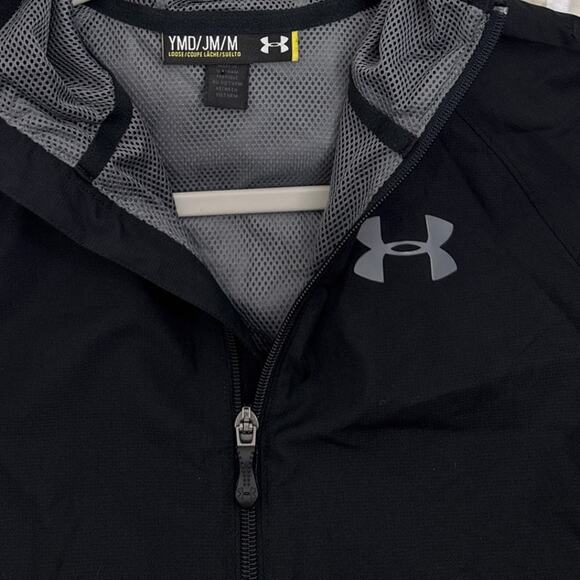 Under Armour Black Gray Full Zip Lightweight Hooded Jacket Youth Medium 10/12 - Picture 3 of 3